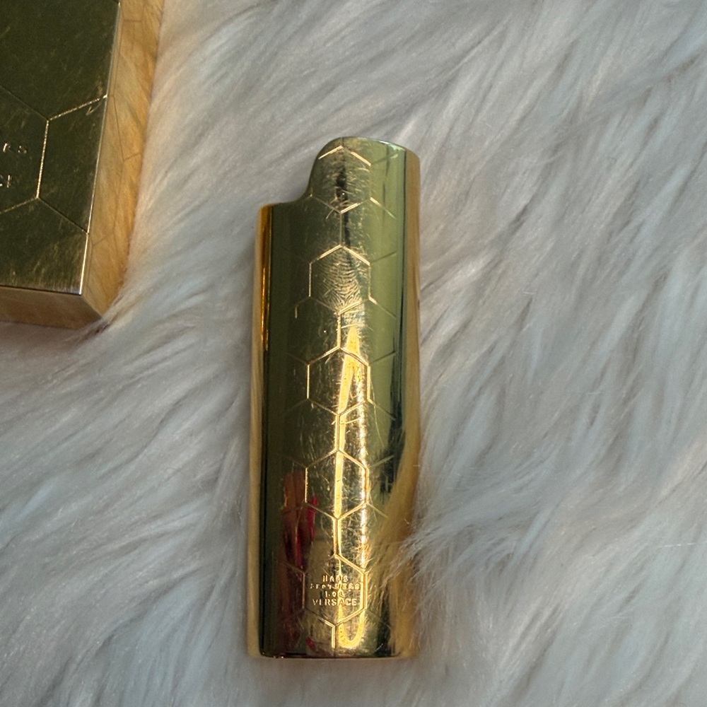 Versace Gold Hexagonal Cigarette and Lighter Case - image 3